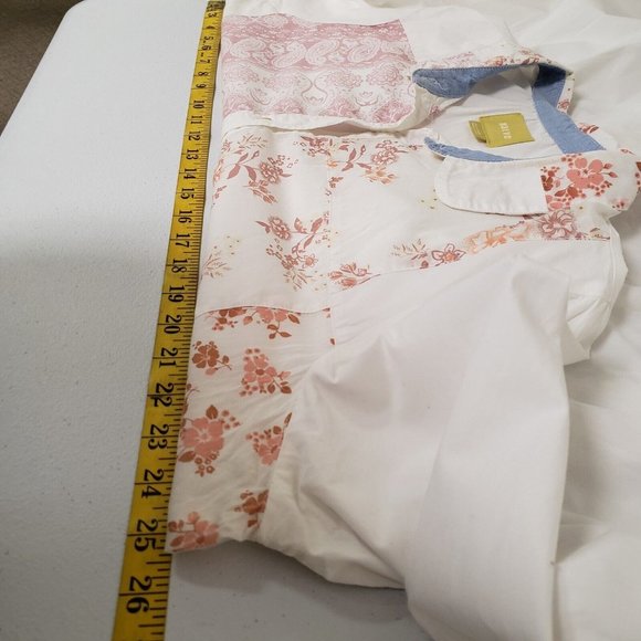Maeve Womens Floral Patchwork Button Up Shirt Size XL Ivory Long Sleeve Collar - Picture 6 of 14